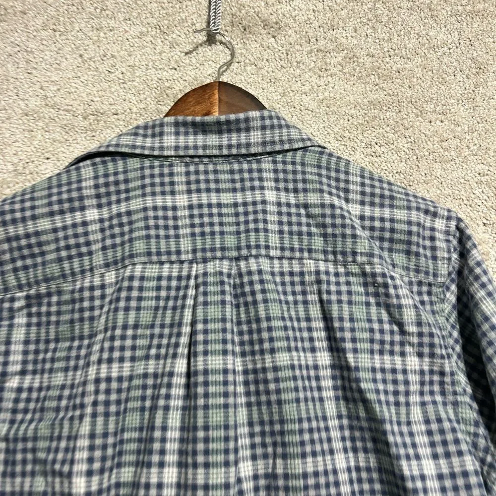 Banana Republic Men’s Grey Blue Plaid Long Sleeve Button Up Shirt Size Medium